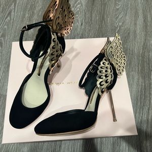 New Sophia Webster Butterfly Wings Heels Suede Black